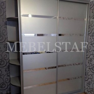 Шкаф с пескоструйным рисунком Шкаф-купе в стиле хай-тек цвета Белый, Серый / Серебро (2 двери)