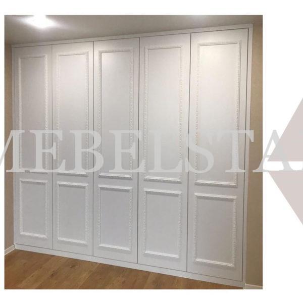 Шкаф в спальню в стиле модерн цвета Белый / Белый (5 дверей)