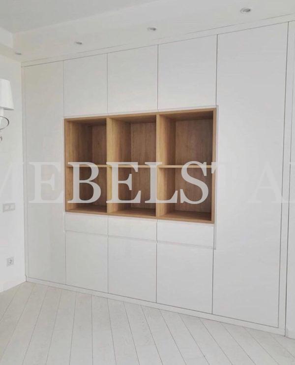 Шкаф в спальню в стиле минимализм цвета Белый, Дуб галифакс натуральный / Белый (5 дверей)