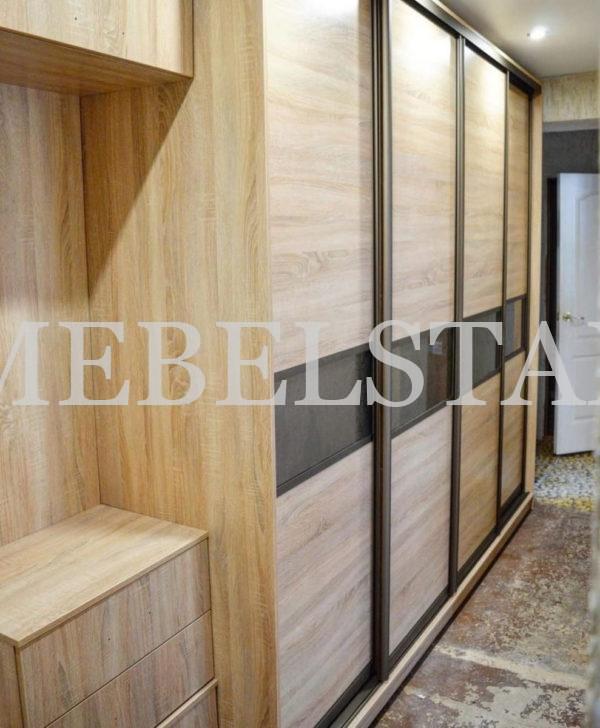 Шкаф в прихожую в стиле хай-тек цвета Гикори натуральный / Гикори натуральный, Коричневый (5 дверей)