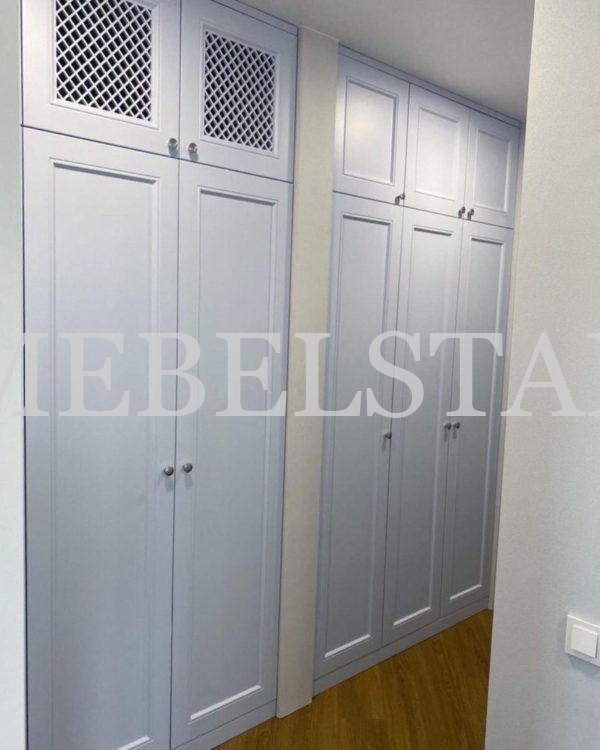 Шкаф до потолка в классическом стиле цвета Белый Премиум гладкий / Белый софт (5 дверей)