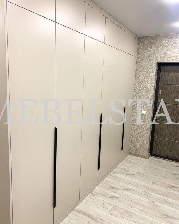 Шкаф в прихожую в стиле минимализм цвета Светло-серый / Светло-серый (6 дверей)