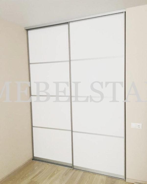 Гардеробный шкаф в стиле минимализм цвета Белый / Белый (2 двери)