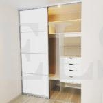 Гардеробный шкаф в стиле минимализм цвета Белый / Белый (2 двери) Фото 3
