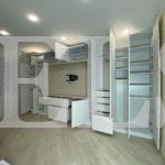 Шкаф в гостиную в стиле хай-тек цвета Белый, Дуб паллада / Белый софт (8 дверей) Фото 3