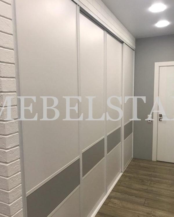 Шкаф в нишу в стиле неоклассика цвета Серый / Белый, Серый (4 двери)