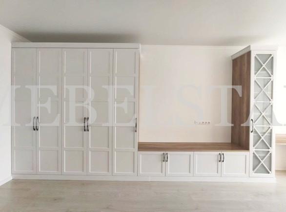 Шкаф в гостиную в стиле прованс цвета Дуб сакраменто / Белый софт (10 дверей)