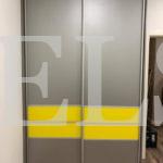 Шкаф-купе в стиле хай-тек цвета Серый пыльный / Светло-желтый, Серый пыльный (2 двери) Фото 2