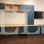 Шкаф со столом в стиле минимализм цвета Гикори натуральный / Атлантик софт (7 дверей) Фото 2