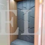 Шкаф с крашеными фасадами в стиле хай-тек цвета Дуб хантон темный / Голубино-синий (5 дверей) Фото 5