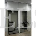 Шкаф с крашеными фасадами в стиле минимализм цвета Диамант серый / Бело-алюминиевый (6 дверей) Фото 2