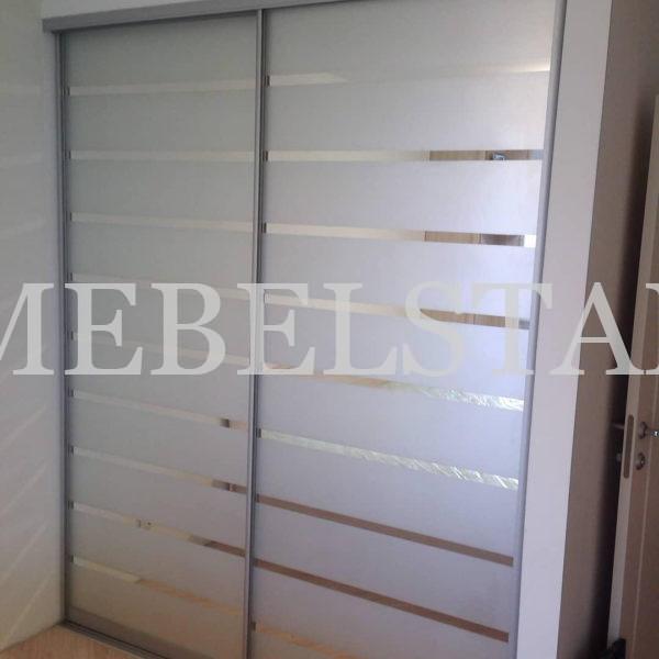 Шкаф с пескоструйным рисунком в стиле хай-тек цвета Пикар / Серебро (2 двери)