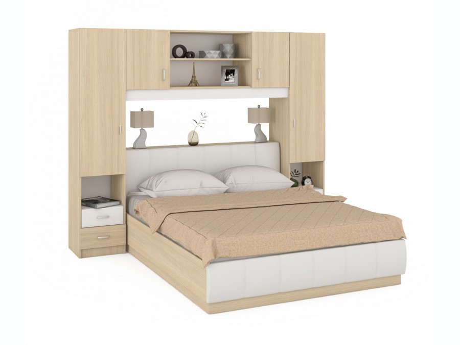 Шкафы над кроватью в спальне: особенности навесных шкафов, оформление интерьера