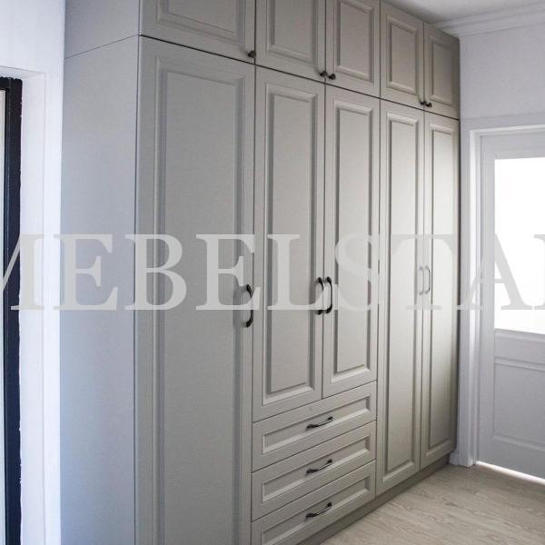 Шкаф с фасадами МДФ в пленке в стиле прованс цвета Серый / Грей софт (5 дверей)