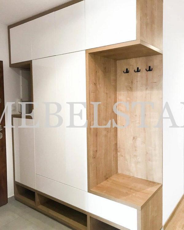 Шкаф в прихожую в стиле минимализм цвета Дикий дуб натуральный / Белый (4 двери)