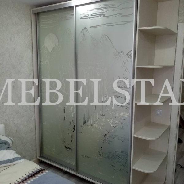 Шкаф с пескоструйным рисунком в стиле модерн цвета Дуб атланта / Серебро (2 двери)