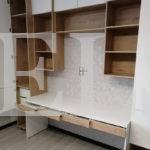 Шкаф со столом в стиле минимализм цвета Белый, Дуб галифакс натуральный / Белый, Дуб галифакс натуральный (6 дверей) Фото 6