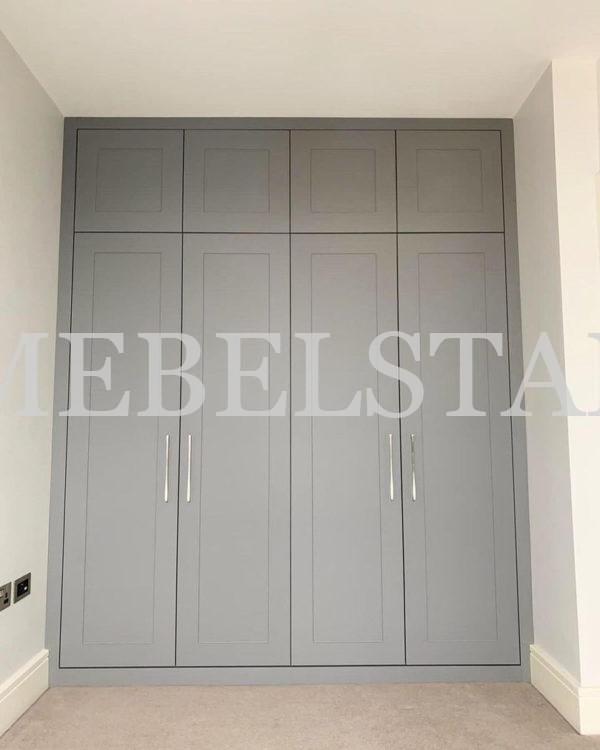 Шкаф в спальню в стиле прованс цвета Серый / Серый софт (4 двери)
