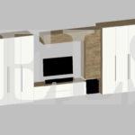 Шкаф в гостиную в стиле хай-тек цвета Дуб канзас коричневый / Белый, Дуб канзас коричневый (10 дверей) Фото 5