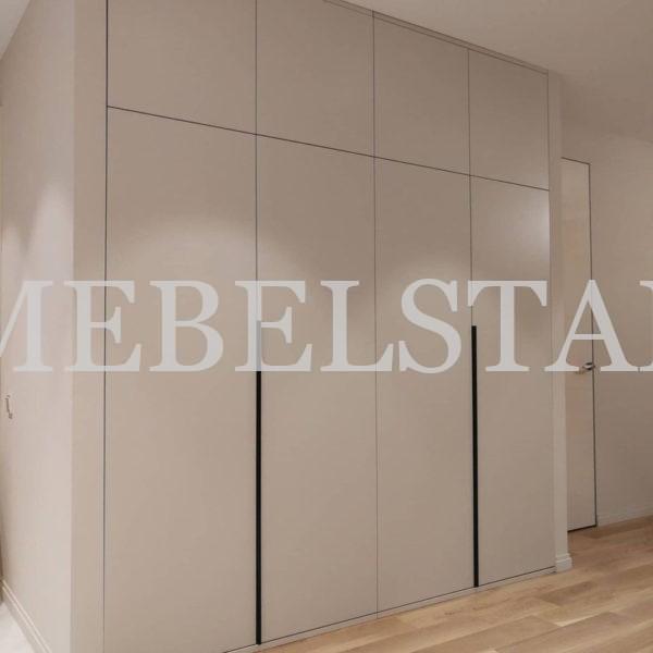 Распашной шкаф в стиле минимализм цвета Серый / Серый софт (4 двери)