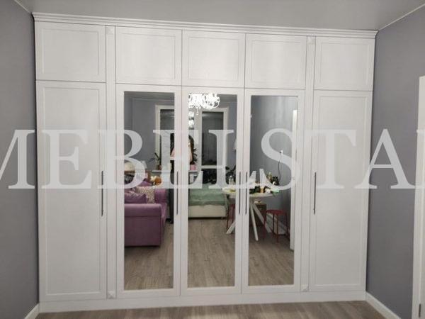 Зеркальный шкаф в стиле прованс цвета Белый / Ясень белый (5 дверей)