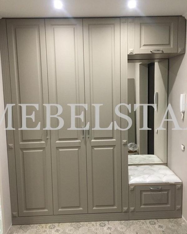Шкаф с фасадами МДФ в пленке в стиле модерн цвета Серый камень / Серый софт (4 двери)