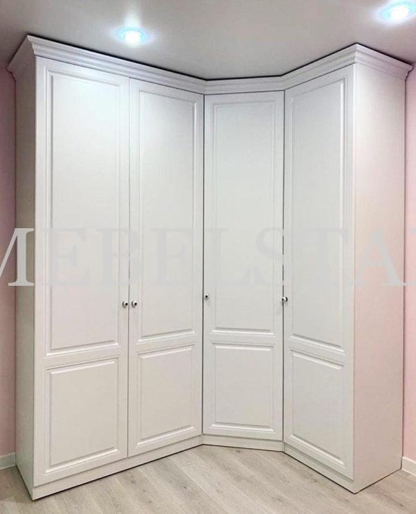 Шкаф с фасадами МДФ в пленке в классическом стиле цвета Белый / Белый (4 двери)
