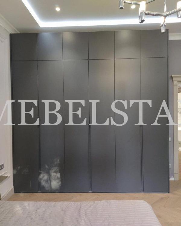Шкаф с крашеными фасадами в стиле минимализм цвета Серый / Брезентово-серый (6 дверей)