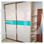 Шкаф с фасадами ЛДСП в стиле хай-тек цвета Перламутр / Бирюзовый, Перламутр (2 двери) Фото 1