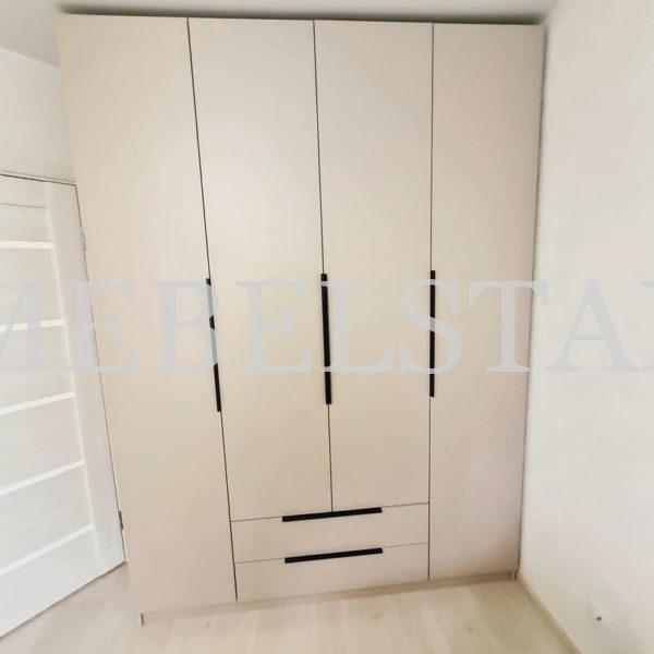 Шкаф в спальню в стиле модерн цвета Бежевый песок / Бежевый песок (4 двери)