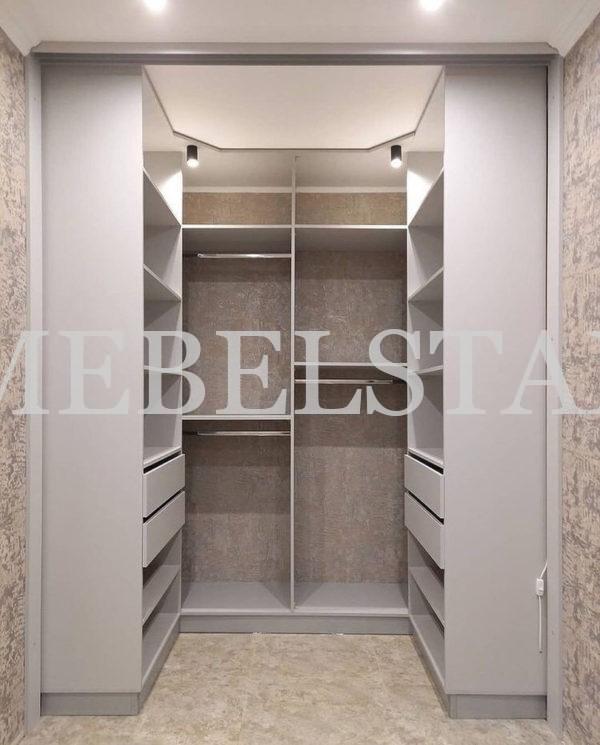 Гардеробный шкаф цвета Светло-серый / Серебро (2 двери)