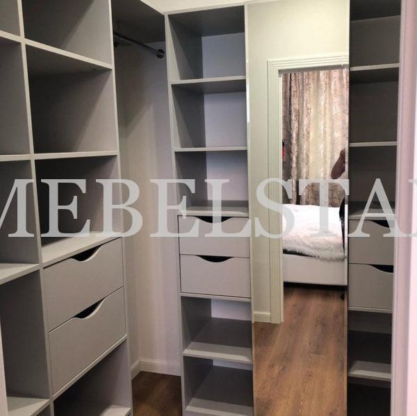 Гардеробный шкаф в стиле неоклассика цвета Светло-серый / Светло-серый, Серебро (1 дверь)