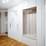 Шкаф до потолка цвета Белый базовый, Дуб белфорд / Белый глянец (6 дверей) Фото 2