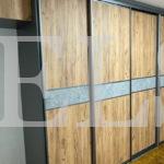 Шкаф до потолка в стиле хай-тек цвета Серый монументальный / Дуб корбридж натуральный (5 дверей) Фото 2