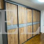 Шкаф до потолка в стиле хай-тек цвета Серый монументальный / Дуб корбридж натуральный (5 дверей) Фото 3