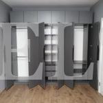Распашной шкаф в стиле минимализм цвета Хромикс бронза / Графит софт (6 дверей) Фото 3