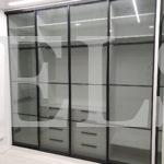 Встраиваемый угловой шкаф в стиле минимализм цвета Белый / Стекло осветленное (5 дверей) Фото 2