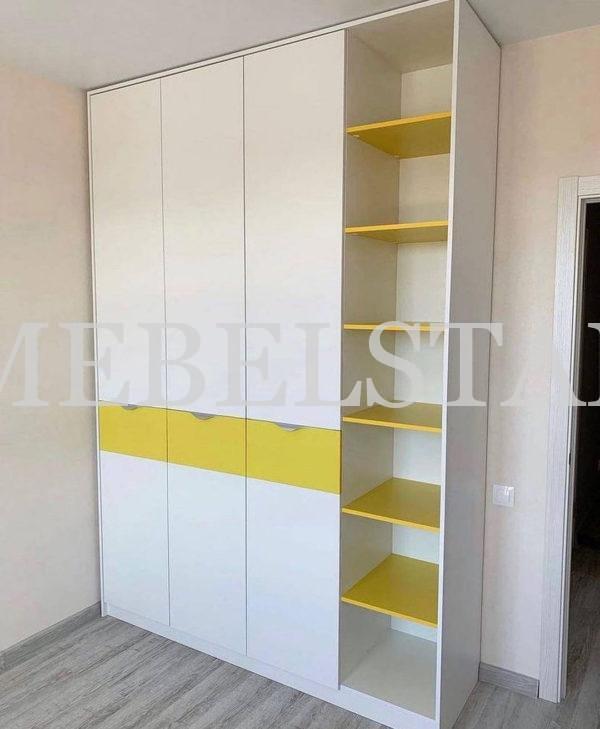 Шкаф в спальню цвета Белый, Желтый / Белый софт, Желтый (4 двери)